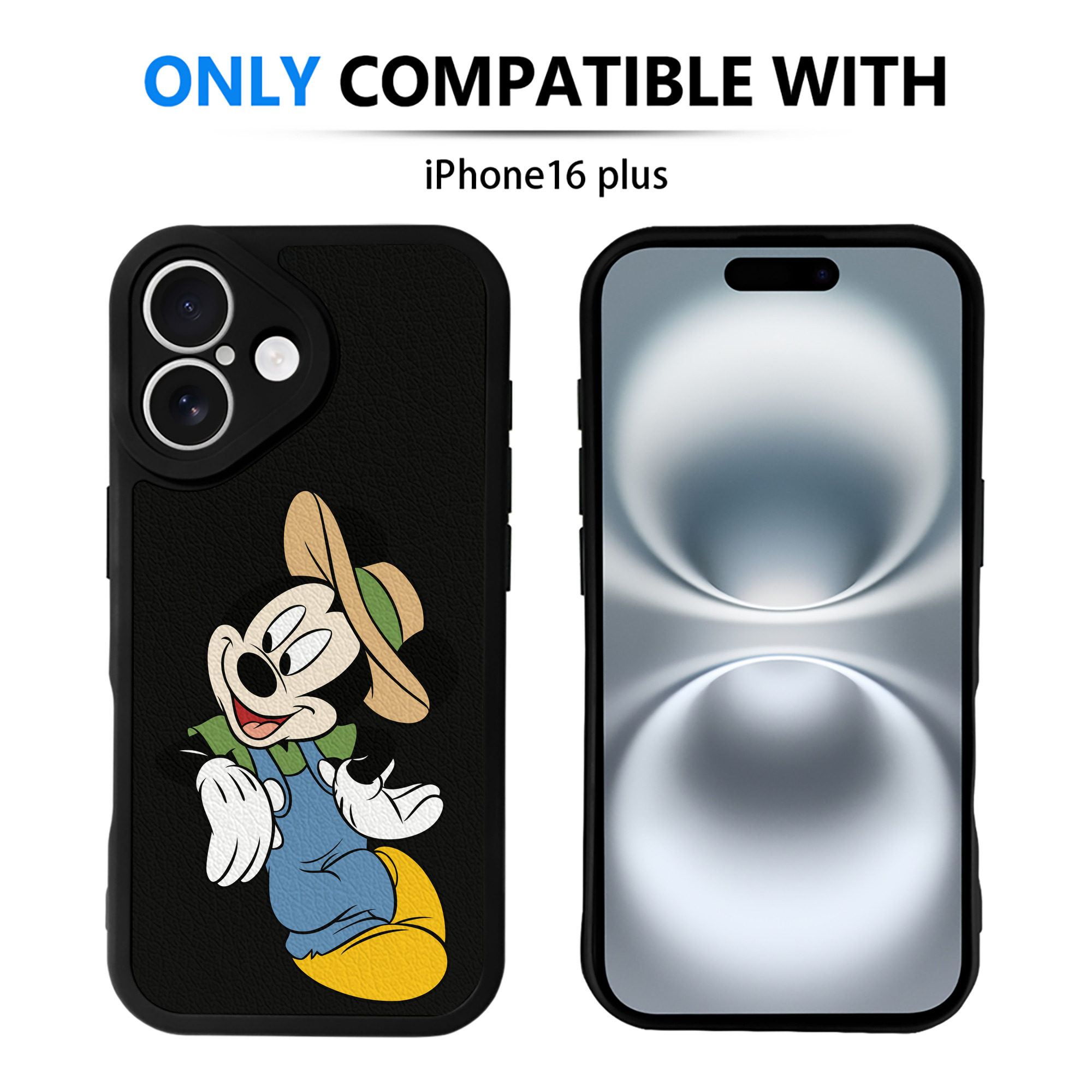 （画像用） ミッキーマウス Mickey Mouse 【iPhone 16シリーズ対応】シリコンスマホケース（レザー調） 材質：シリコン